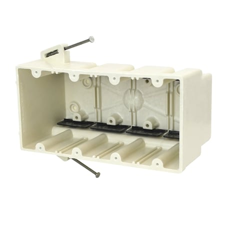 Allied Moulded Products Electrical Box, 75 cu in, Wall Box Type, 4 Gangs, Fiberglass, Rectangular Shape 4304-NK